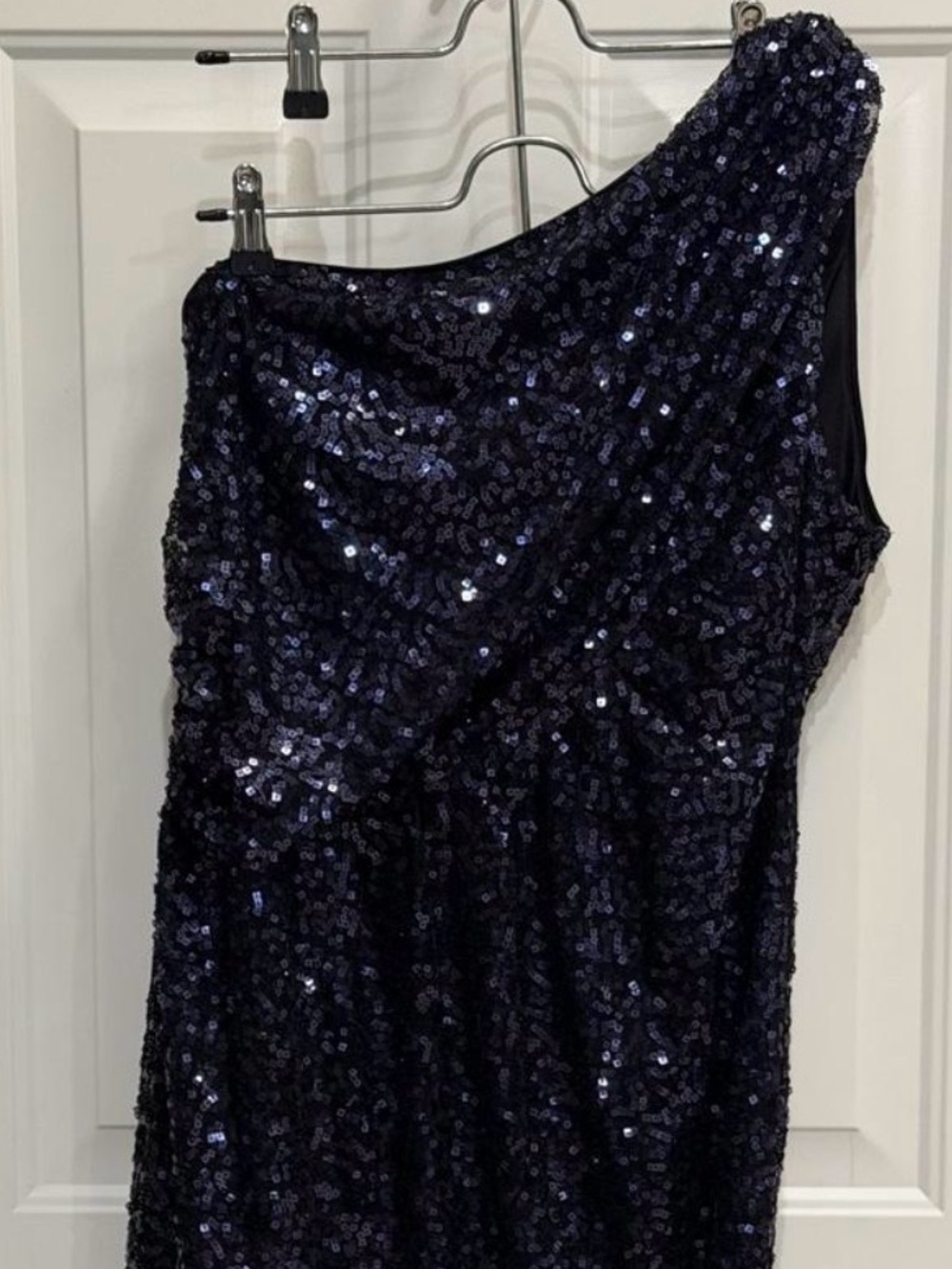 Jessica Howard One-Shoulder Navy Sequin Cocktail Dress - Picture 4 of 4